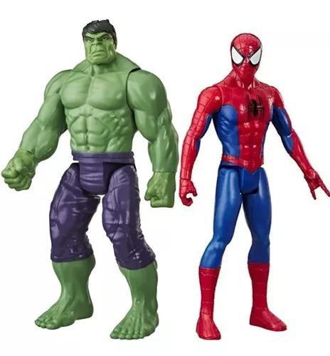 Imagem de Kit figura boneco hulk e homem aranha titan 30cm hasbro original