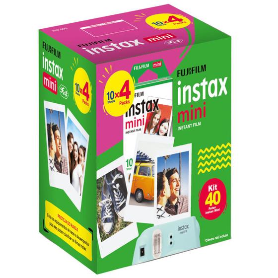 Imagem de Kit Filme Instax Mini 40 Fotos Papel Fotográfico Polaroid Fujifilm 54x86mm p/ Câmera Instantânea Mini 7 8 9 11 Mini Link