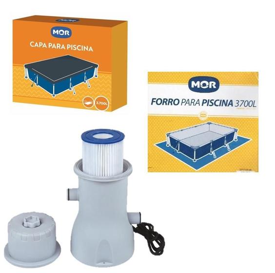 Imagem de Kit Filtro 3.600 L/H Capa Forro Para Piscina 3700 L - 110V