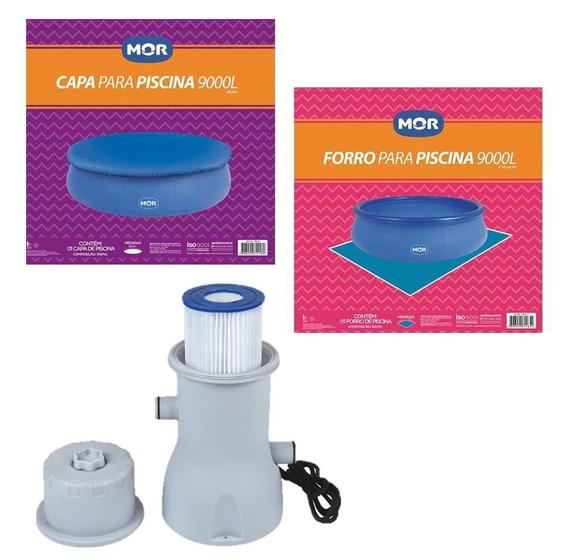 Imagem de Kit Filtro Capa Forro Para Piscina Inflável 9000L Mor - 110V