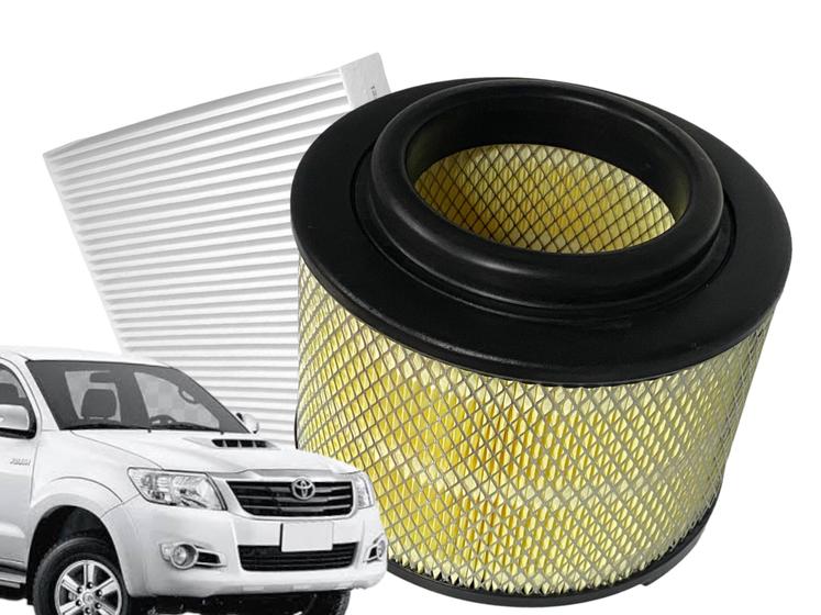 Imagem de Kit Filtro de Ar + Filtro de Ar Condicionado Hilux e SW4 2.5 2.7 3.0 2005 a 2015 WEGA