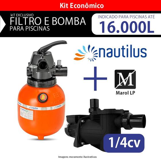 Imagem de Kit Filtro F300p Nautilus E Bomba 1/4cv Para Piscinas