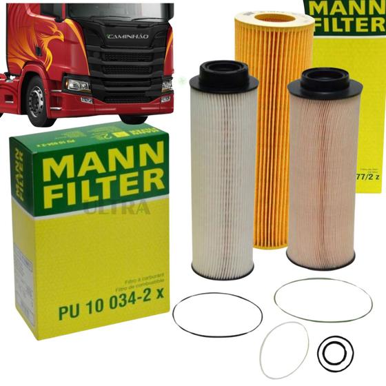 Imagem de Kit Filtro para Scania NTG - Mann - Diesel + Lubrificante 