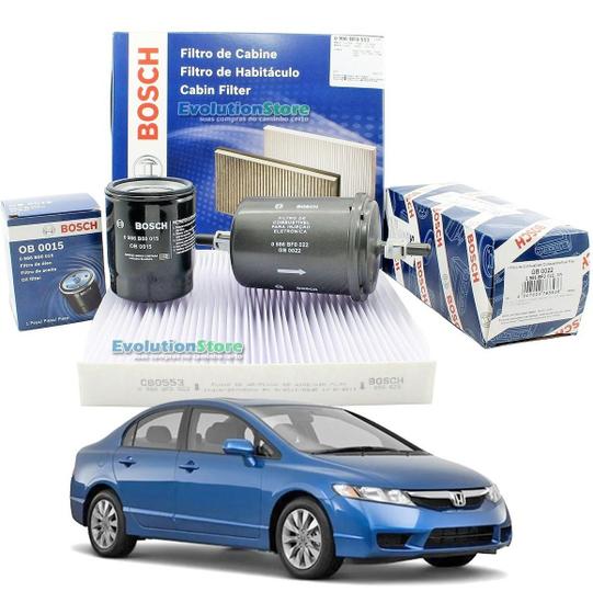 Imagem de KIT Filtros Bosch New Civic 2007 2008 2009 2010 2011 Cabine Óleo Combustível
