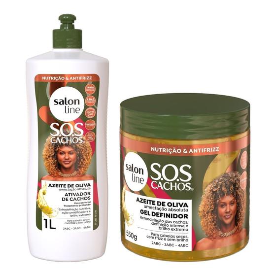 Imagem de Kit Finalização Azeite de Oliva no cabelo com Ativador e Gel