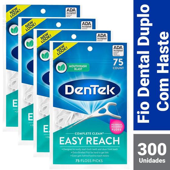 Imagem de Kit Fio Dental Dentek Floss Picks Complete Clean Easy Reach com 300 unidades