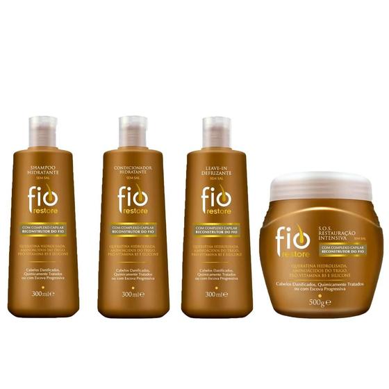 Imagem de Kit Fio Restore Restauração Intensiva - Shampoo, Condicionador, Máscara e Leave-in 