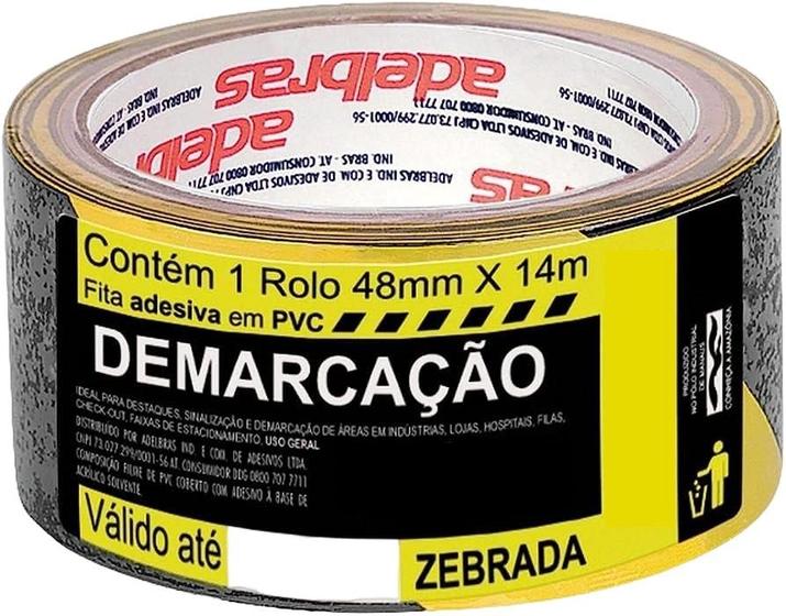 Imagem de KIT FITA ADESIVA DEMARCAÇÃO SÓLO ZEBRADA 48mm X 14m C/ 12