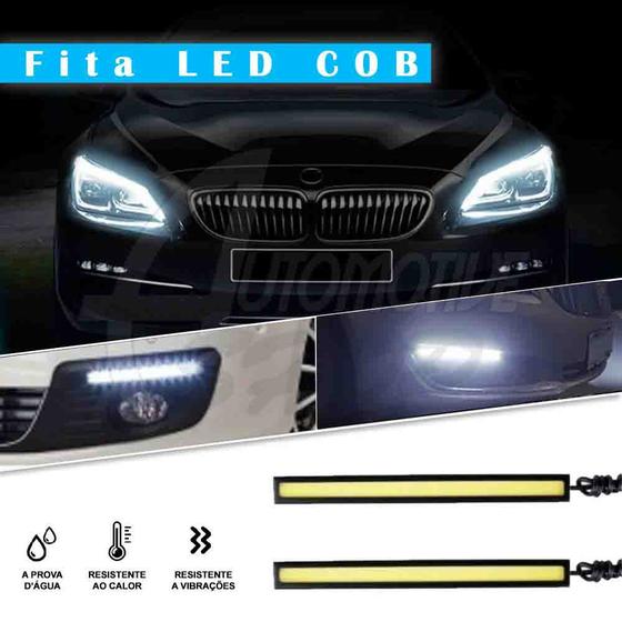 Imagem de Kit Fita Barra DRL Farol Aux LED Super Branco 12v 17cm Par