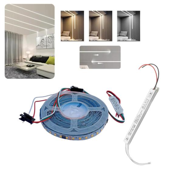 Kit Fita De Led 5M 2835 Com Luz Efeito Sequencial De Correr Vai E Volta Para Perfil De Led Com Fonte 12V E Controlador - CBC Imagem de Kit Fita De Led 5M 2835 Com Luz Efeito Sequencial De Correr Vai E Volta Para Perfil De Led Com Fonte 12V E Controlador