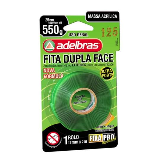 Imagem de KIT FITA DUPLA FACE ACRILICA VERDE 12mm X 2m C/ 10 ROLOS