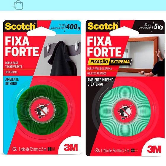 Imagem de Kit Fita Dupla Face Ambientes Internos E Externo Scotch