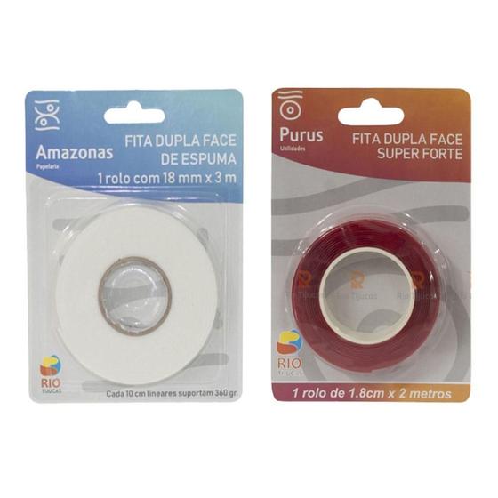Imagem de Kit Fita Dupla Face De Espuma E Super Forte Com 2 Rolos