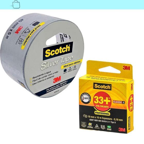 Imagem de Kit Fita Isolante E Silver Tape Scotch DIVERSAS