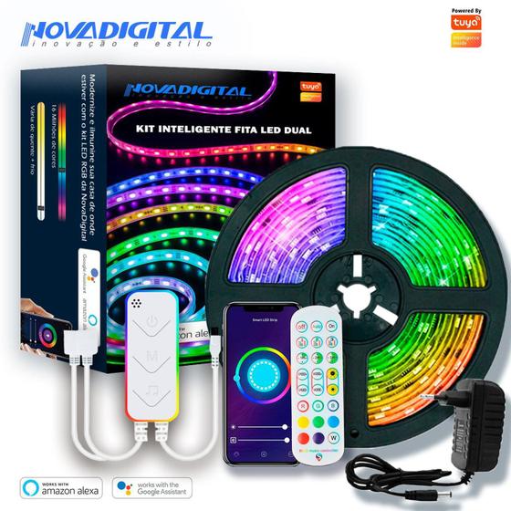 Menor preço em Kit Fita LED Inteligente Wifi Controlável App Alexa Google