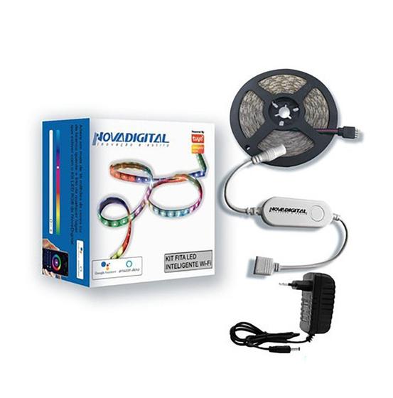 Kit Fita Led Inteligente Wifi RGB C/ Controlador e Fonte 5M Menor preço em Kit Fita Led Inteligente Wifi RGB C/ Controlador e Fonte 5M