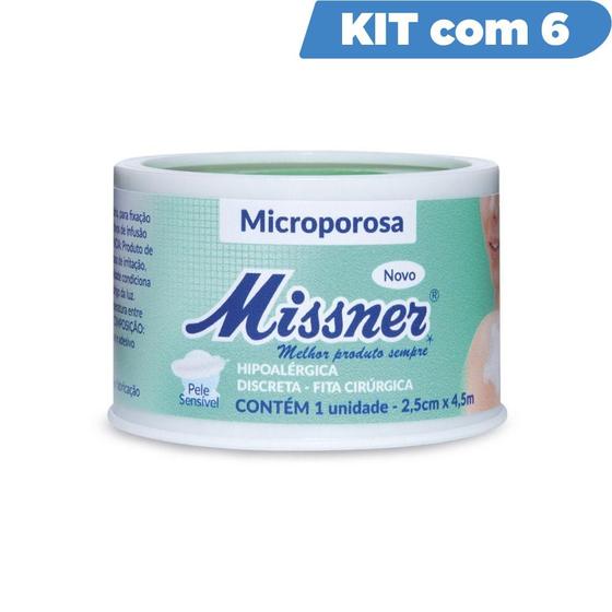 Imagem de Kit fita micropore 2,5x4,5 missner com 6 unidades