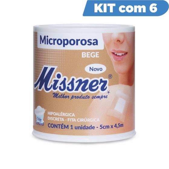 Imagem de Kit fita micropore bege 5x4,5 missner 6 unidades