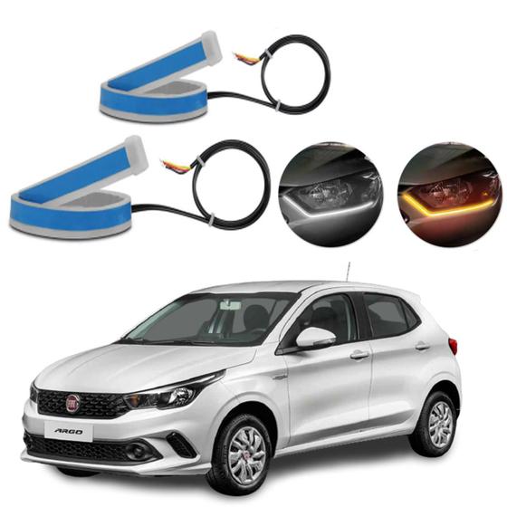 Imagem de Kit Fitas Led DRL Farol + Seta 12v 45cm Argo 2017 2018 2019 2020 2021 2022 2023