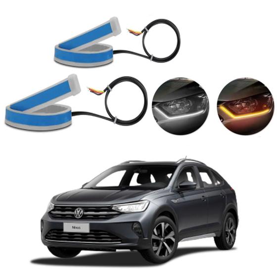 Imagem de Kit Fitas Led DRL Farol + Seta 12v 45cm Nivus 2020 2021 2022 2023