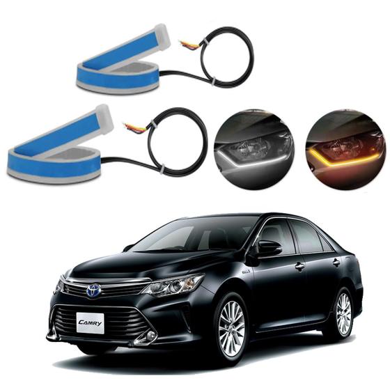 Imagem de Kit Fitas Led DRL Farol + Seta 12v 60cm Camry 2013 2014 2015 2016