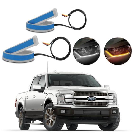 Imagem de Kit Fitas Led DRL Farol + Seta 12v 60cm F150 2009 2010 2011 2012 2013 2014 2015 2016 2017 2018 2019