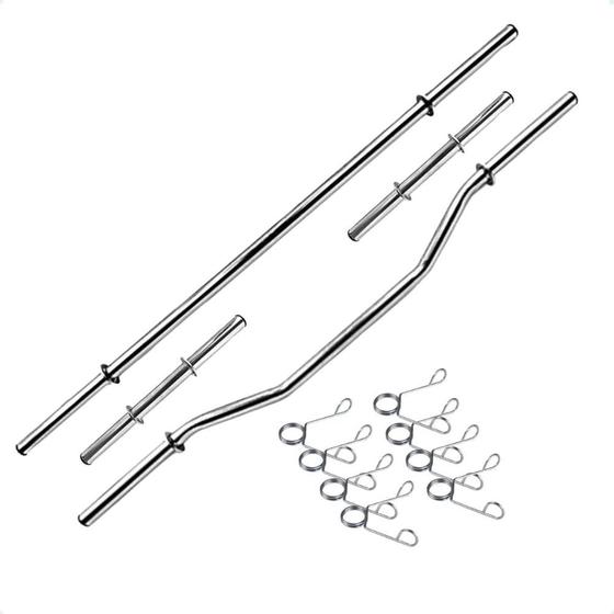 Imagem de Kit Fitness de Barras Tubo Oca de 40cm - Barra W e Barra de 1,50m com Presilhas