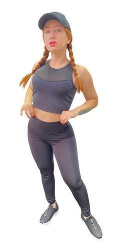 Imagem de Kit Fitness Top Com Bojo E Legging Cintura Alta Conjunto K03