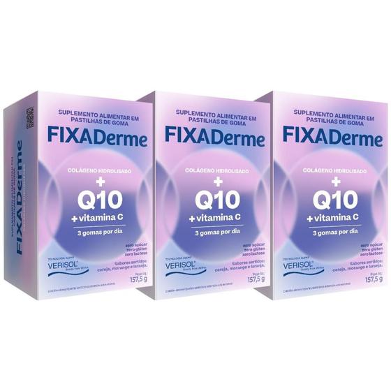 Imagem de Kit Fixa Derme Q10 + Vit. C C/3 Un C/15 Sachês De 3 Gomas Cd