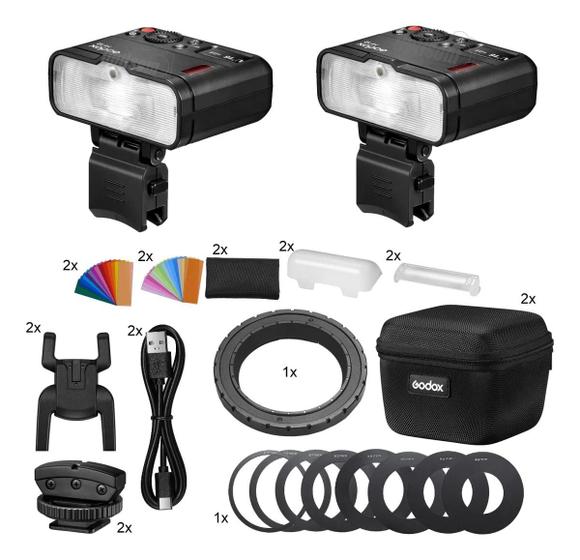 Imagem de Kit Flash Macro Duplo Godox Mf12 Ttl Universal Anel Lente