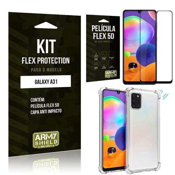 Imagem de Kit Flex Protection Galaxy A31 Capa Anti Impacto + Película Flex 5D - Armyshield