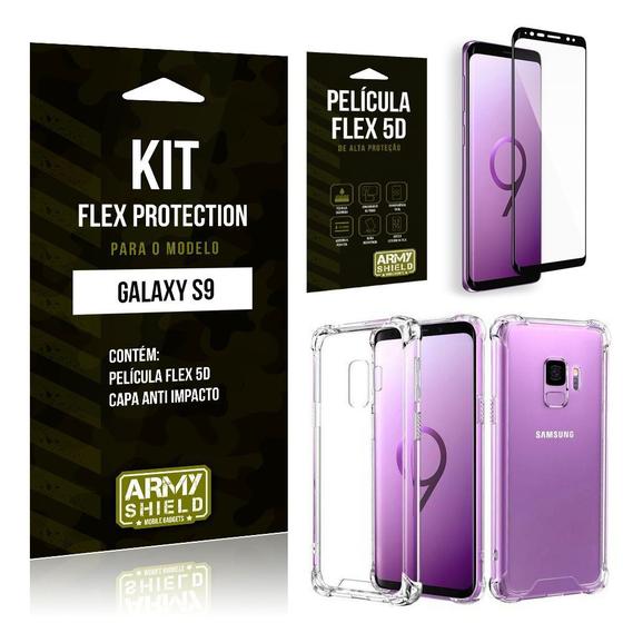 Imagem de Kit Flex Protection Samsung S9 Capa Anti Impacto + Película Flex 5D - Armyshield
