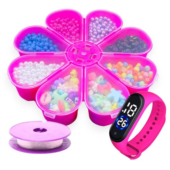 Imagem de Kit flor Fazer Pulseiras 800 Pçs Miçangas Infantil relogio