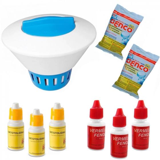 Imagem de Kit Flutuador com 2 Pastilhas + 3 Reagentes Ph + 3 Reagentes de Cloro