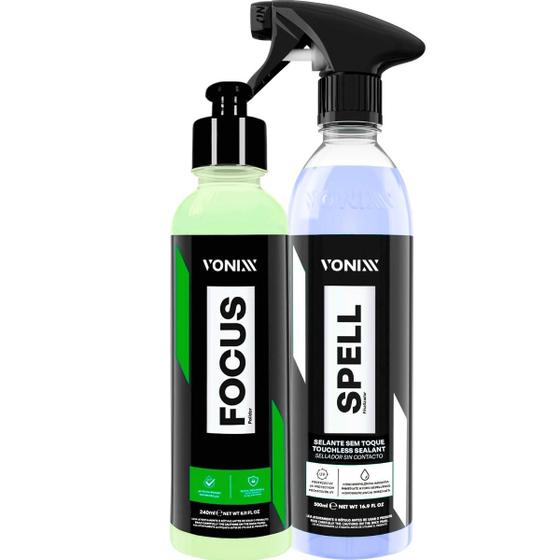 Kit Focus Vonixx 240ml Polidor Revitalizador Restaurador Spell Selante Brilho water off