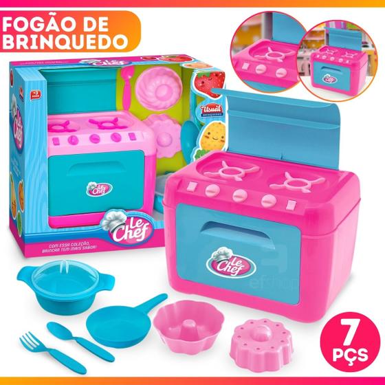 Imagem de Kit Fogão Com Acessórios Le Chef Menina - Usual Brinquedos