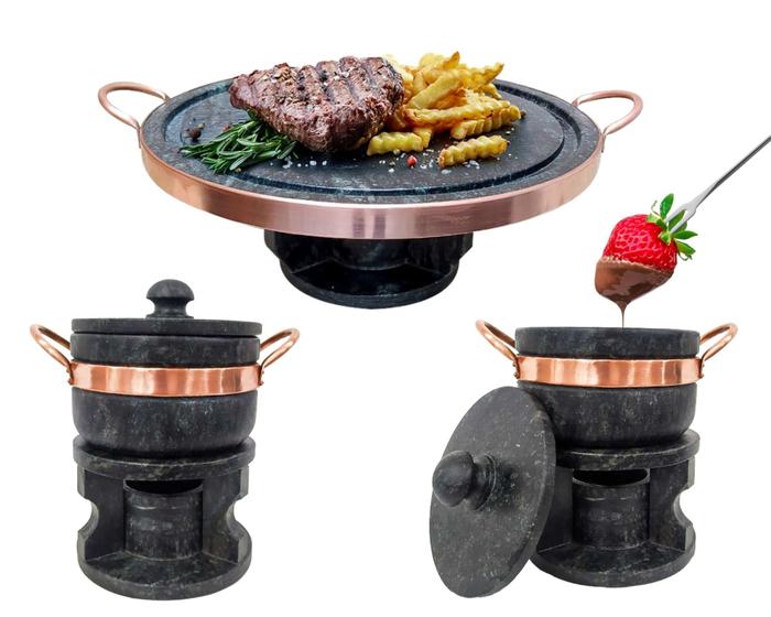 Imagem de Kit Fondue 23 Cm + 2 Fondue 500ml Pedra Sabão Curado