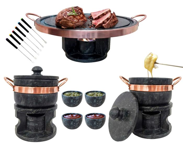 Imagem de Kit Fondue 27cm + 2 De 800ml + 6 Garfinhos + 4 Tigelas Curado