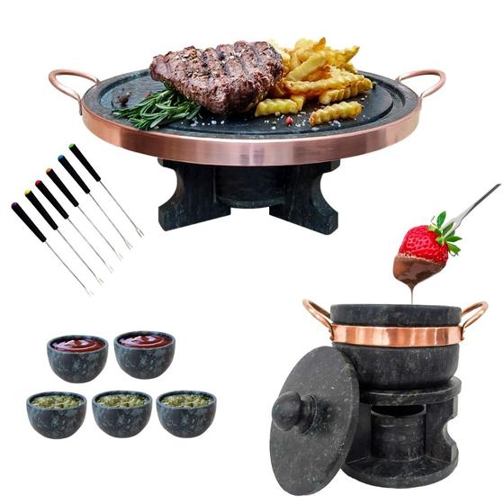 Imagem de Kit Fondue 37cm  Fondue 500ml  6 Garfinhos  5 Tigelas