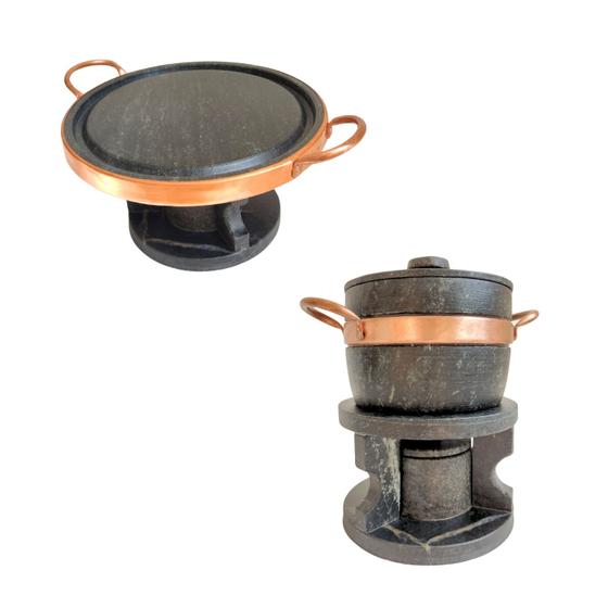 Imagem de Kit Fondue Pedra Sabão P/ Carne Queijo Chocolate Artesanal