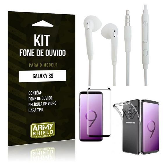Imagem de Kit Fone de Ouvido Galaxy S9 Fone + Película + Capa - Armyshield