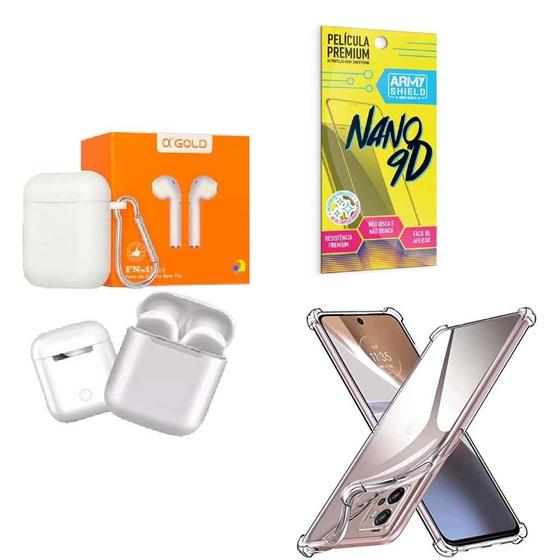 Imagem de Kit Fone Sem Fio + Capinha Motorola E22 + Película 9D