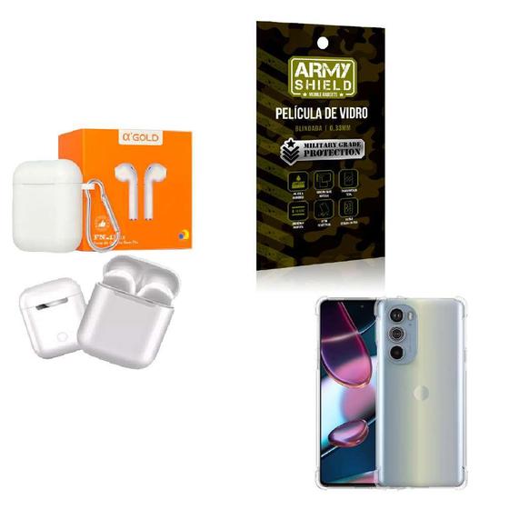 Imagem de Kit Fone Sem fio + Capinha Motorola Edge30 Pro + Película 3D