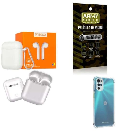 Imagem de Kit Fone Sem Fio + Capinha Motorola G22 + Película 3D