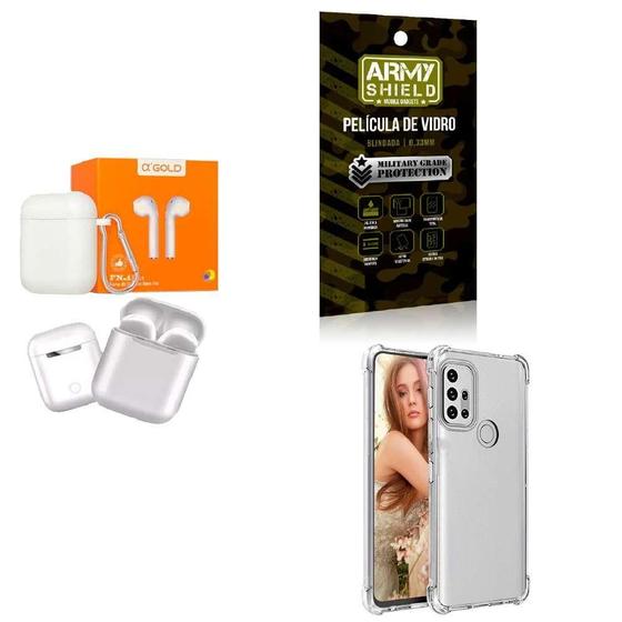 Imagem de Kit Fone Sem Fio + Capinha Motorola G30 + Película 3D