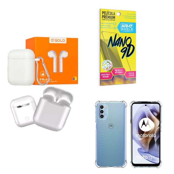 Imagem de Kit Fone Sem fio + Capinha Motorola G31 + Película 9D