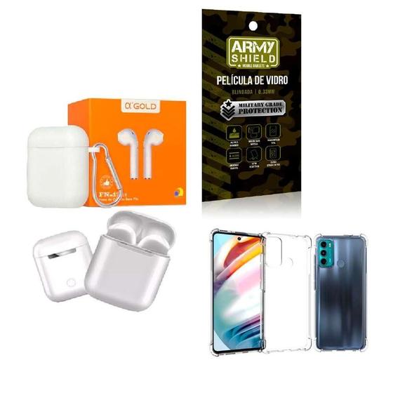 Imagem de Kit Fone Sem Fio + Capinha Motorola G60 + Película 3D