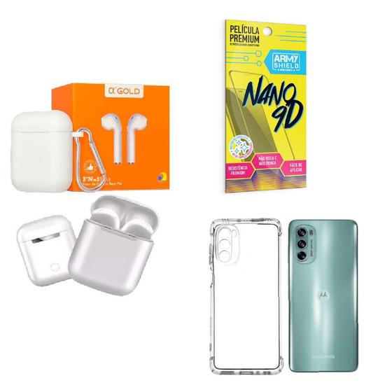 Imagem de Kit Fone Sem fio + Capinha Motorola G62 + Película 9D