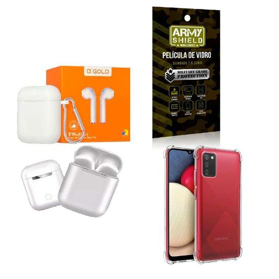 Imagem de Kit Fone Sem Fio + Capinha Samsung A03 S + Película 3D