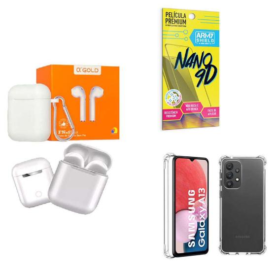 Imagem de Kit Fone Sem fio + Capinha Samsung A13 4G + Película 9D